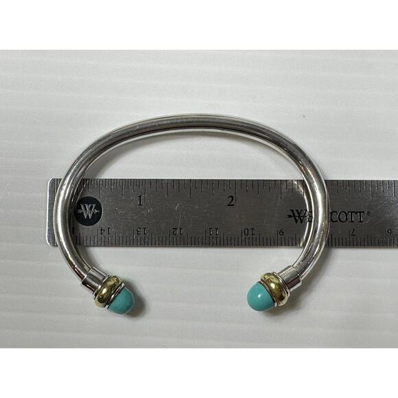 Vintage Mexican Sterling Silver Marked 950 With Gold & Turquoise Ends Handmade - Picture 7 of 11